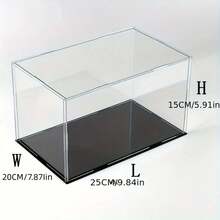1 pieza Caja de exhibición de acrílico transparente, disponible en múltiples tamaños, caja de exhibición a prueba de polvo de plástico con base negra, adecuada para modelos de autos, figuras de acción, coleccionables, estatuas y exhibición - Caja expositora negra - Ver 28