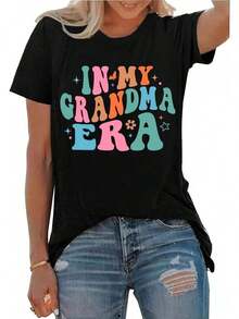 Mothers Day Outfit,Dazytops De Mujer,Mothers Day OutfitGrandma Shirts Women Grandmother Heart Printed Tshirt Floral Mama Casual Tee Mother Short Sleeve Top ShirtSoft Fabric,Fashion Plus Size Women's Clothingdazy Clothes Women,Breathable Cotton Tee, Free Shipping,All Matchvintage Top Short - 黑色 - 查看 5