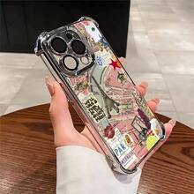 Phone Case: 1pc Paris Vintage Map Phone Case Compatible With Apple  11 12 13 14 15 16 17 ProMax XS X Xs Max Shock Proof Camera Protection Phone Case European And American Style Elegant Fashion Can Be Given To Friends Can Be Given To A Lover 17 Case Scover De  17 Pro Max - A2 - Xem 1
