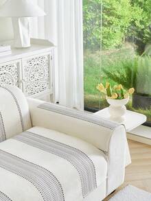 1 Vỏ gối sofa kẻ sọc jacquard chenille, phong cách tối giản, dùng được cả bốn mùa, chống trượt, chống bụi, chống nhăn, chống mài mòn, chống trầy xước do mèo cào, chăn sofa, khăn trải sofa, phù hợp với sofa 1-4 chỗ và sofa hình chữ L. - Màu be - Xem 6