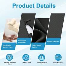 Ergonomic Memory Foam 27° Support Cushion, Ergonomic Memory Foam Wedge Pillow For Back And Neck Support, Bed Rest Reading Pillow For Sitting, Prone Pillow For Sleeping,Memory Foam Support Pillow, Ergonomic Contoured Lounger Cushion For Back - Black - View 8