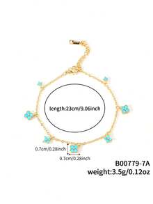 1pc Elegant Lucky Clover Shaped Chain Bracelet, Suitable For Casual Daily Wear - Multicolor - View 22