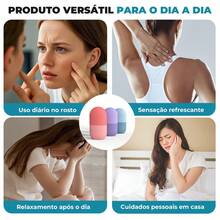 Rolo Facial de Gelo Silicone Cuidado Facial Massageador Rosto Olheiras Aliviar Inchaço Beleza Skincare - azul - oval - Visão 11