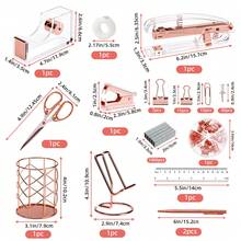 Tomnk Gold/Rose Gold Desk Accessories Set, 6-Piece Aesthetic Acrylic Office Supplies, Includes Stapler, Pen Holder, Phone Stand, Modern Desk Organizer For Office & Home Decor - Nhiều màu - Xem 2