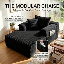 Sofá cama seccional extragrande Cloud de 122 cm: chaise longue doble con diseño mullido y sin huesos, cojines de felpa y sin necesidad de montaje. Moderno sofá cama para espacios pequeños, sala de estar, apartamento y noches de cine. - Negro - Ver 8