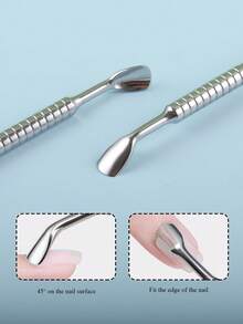 1 Stück Nagelrückenschieber mit Silber-Spiegelfinish, dual-kopfig, geeignet für Nageltechniker und Salons - Verschiedenfarbig - Übersicht 4
