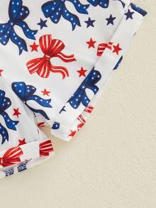 4th Fourth Of July Baby Girl Boy Outfit American Flag Print Overalls Shorts Pocket Suspender Romper Clothes Patriotic Memorial Day Outfit - 白色 - 查看 8