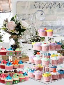 Cupcake Stand, Tiered Cupcake Tree Tower, Transparent Dessert Display Rack, Suitable For Dessert Table, Wedding, Birthday Party - Multicolor - View 6