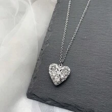 心形相框吊坠项链 心形饰品 漂浮式吊坠项链 男女时尚纪念首饰 - 彩色 - 查看 7