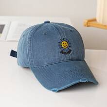 Mũ lưỡi trai thêu hình mặt cười, kiểu dáng hippie, hip hop, vành cong, có thể điều chỉnh, mũ chống nắng, mũ unisex kiểu bố. - Nhiều màu - Xem 13