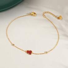 1 pieza Tobillera roja con forma de calabaza de estilo versátil y de moda, chapada en oro de 18K de acero de titanio de lujo resistente a la decoloración - Tobillera de calabaza roja - Ver 4
