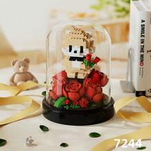 1 Set de Bloques de Construcción con Animales Lindos y Flores, Adorable Cachorro, Oso y Conejo, Expresando Amor con Flores, Regalo para Amante, Mamá, Papá, Familia, Cumpleaños, Serie Colorida de Bloques de Construcción de Flores y Animales, Decoración de Escritorio, Alivio del Estrés, Decoración del Hogar, Figuritas para Ensamblar, Accesorio de Escritorio de Oficina - Multicolor - Ver 9