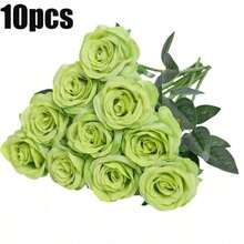 12/10/5 Green Home Decoration Simulation High-End Silk Roses, Desktop Decoration, Room Decoration Flowers, Valentine'S Day Bouquets, Wedding Decoration Brides Holding Flowers, Wrist Flowers, Chest Flower Materials, Home Restaurant Bedroom Vase Decoration Bouquets Diy Birthday Party Cake Materials, Valentine'S Day New Year Gift Materials, Shooting Props, Vase Decoration, New Year Decoration, Outdoor Garden Decoration - Light Green - View 8