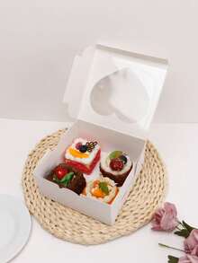 Hộp giấy hình trái tim trong suốt (5 chiếc/10 chiếc), hộp đựng tráng miệng ngày Valentine, hộp đựng bánh macaron, hộp đựng bánh cupcake hình vuông, thích hợp đựng bánh ngọt, đồ ăn nhẹ, bánh trung thu, bánh dứa, bánh mochi, bánh bông tuyết, kẹo bơ cứng, bánh quy. - Nhiều màu - Xem 5