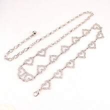 1pc Fashionable Heart-Shaped Rhinestone Studded Women's Waist Chain, Versatile And Personalized Style, Suitable For Holidays, Valentine's Day, Summer, School Season, Autumn, Music Festivals - Multicolor - View 8