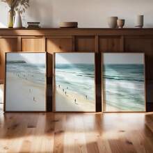 Coastal Beach Landscape Print Set Of 3, Cali Style Wall Art, Coastal Wall Decor, Ocean Wave Poster, Tropical Wall Art, Aerial Print Photography Poster, Neutral Coastal Wall Decor, No Frame - Landscape - View 5
