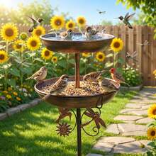 GROWSUN 1Pc Iron Bird Bath & Feeder 2-In-1, Vintage Outdoor Rust-Proof 5-Claw Stable Ground Stake, Garden Decor, Bird Drinking & Bathing Stand, Easy Clean, All-Season Outdoor & Holiday Decoration. - A - 查看 4