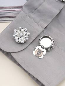 1/2/4pcs 22mm Elegant Rhinestone & Faux Pearl Button Covers For Women, Crystal Button Covers, Detachable Clip On Button Covers, Crystal Fancy Buttons For Clothing, Button Snaps With Pliers Press For Dress Suit Tux Shirt Accessories, Lead Color - Multicolor - View 19