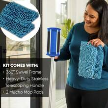 10" Mucho Microfiber Mop System - Mops For Floor Cleaning - Hardwood Floor Mop For Tile, Laminate, Wood, Vinyl Floors | Washable Pads | Dry & Wet Mopping - - 10" Kit - View 5