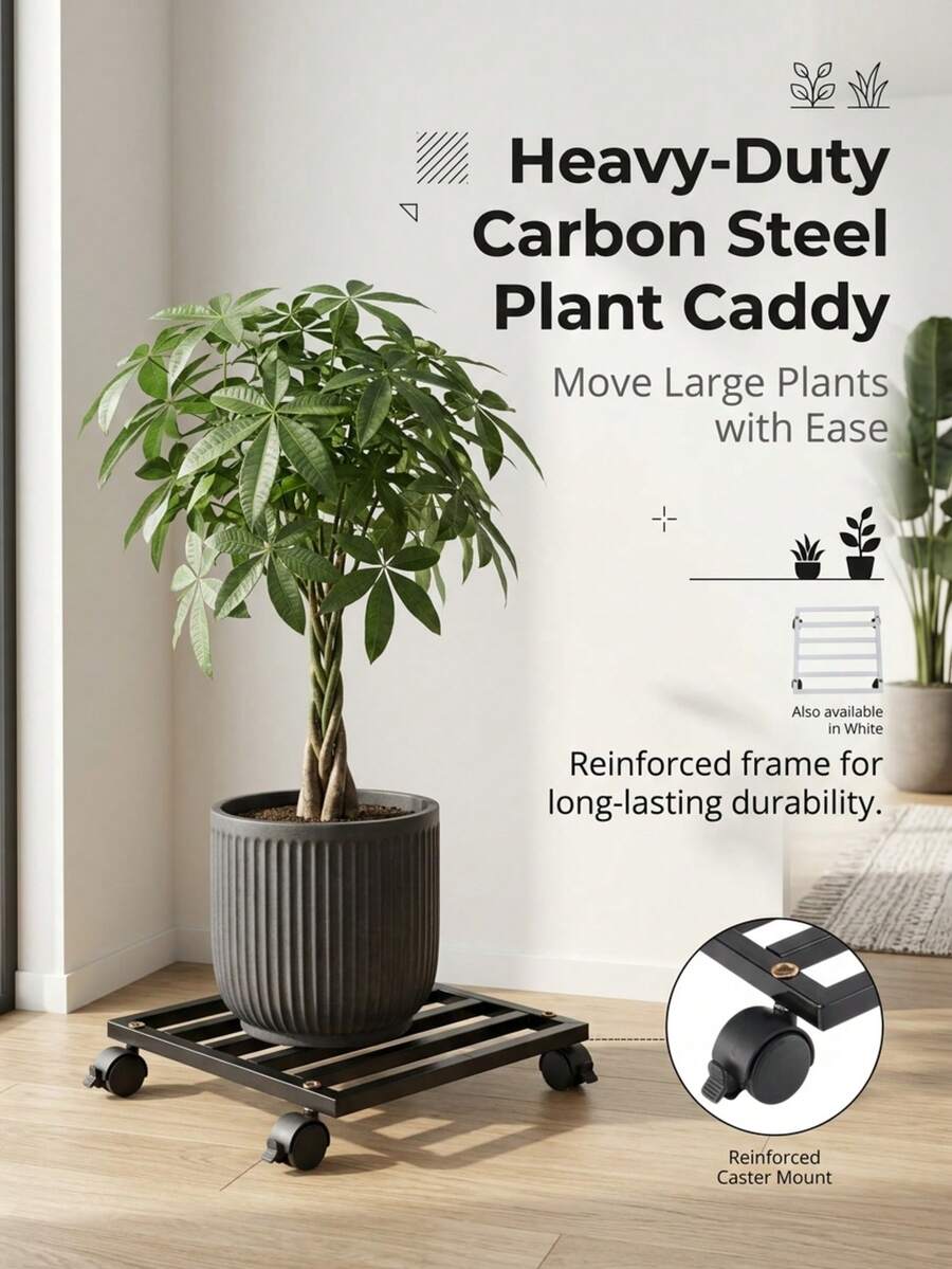 Square Metal Plant Trolley With Wheels,Heavy-Duty Rolling Plant Stand With Lockable Casters,Mobile Plant Cart, Suitable For Potted Plants, Flower Pots, Planters, Easy To Move And Store,Suitable For Indoor, Outdoor Garden, Patio, Balcony, And Home Use