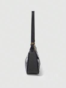 2025 Crescent-Shaped Shoulder Bag, New Fashionable Classic And Versatile Design With Letter Pattern Decoration, Solid Color, Waterproof PU Material, Handbag And Shoulder Bag, Suitable - 米色 - View 9