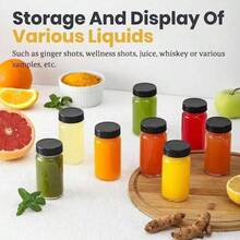 2/4/6pcs 2oz Small Glass Bottles With Black Lids - Mini Clear Jars Suitable For Travel, Ginger Juice, Healthy Drinks, Juices, Samples - Clear - View 5