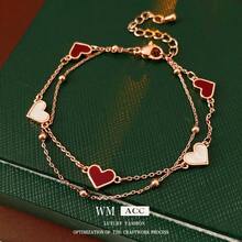 Collar y pendientes minimalistas de plata 925 con ojo turco y signo zodiacal, joyería mexicana hipoalergénica, pulsera de doble capa con colgante de corazón de nácar para mujer, pulsera francesa retro versátil y elegante, joyería de lujo ligero de alta gama. - Pulsera - Oro rosa - Ver 4