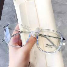 1pc Women's Square Fashion Glasses, Classic Modern Minimalist Style, Beach Accessory, Women's Glasses, Business Casual Outfit For Summer Beach Vacation, Outdoor Travel Leisure, Extra Large Frame, Suitable For Outings, Back To School Season - Clear - View 4