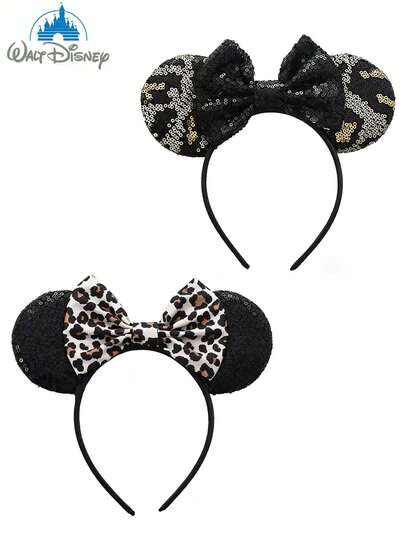  Băng đô tai chuột Minnie họa tiết da báo thời trang của Disney, phụ kiện tóc nơ lấp lánh, băng đô nơ họa tiết da báo thanh lịch, phụ kiện hóa trang - Hoàn hảo cho các bữa tiệc ở trường, tiệc hóa trang, nhập vai và công viên giải trí - Món quà lý tưởng cho mọi dịp. Băng đô tai chuột Minnie có nơ này phù hợp cho cả bé trai và bé gái.