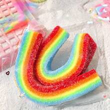 Creative Sour Strip Colorful Fruit Soft Candy Squeeze Toy, Stretchable Stress Relief Soft Toy, Filled Soft Candy Realistic Fruit Candy Realistic Creative Rainbow Candy Realistic Sour Sugar Squeeze Toy - Multicolor - View 6