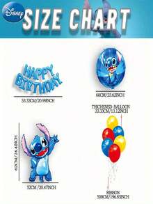 21PCS Disney Officially Licensed Blue Stitch Balloon Set Room Warm Arrangement Dress Up Cute Cartoon Image Balloon Decoration Birthday Party Celebration Graduation Anniversary Theme Party Supplies Photo Background Friends Family Gift - A - View 2