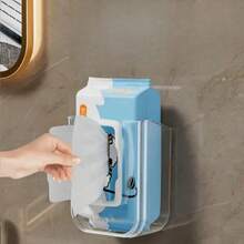 Wall Mounted Wet Wipes Storage Box, 1 Count Punch Free Tissue Storage Box, Multifunctional Storage Box For Bathroom, Home Organizer, Tissue Holder, Bathroom Accessory - Xem 4