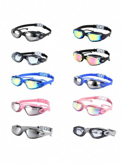 Bộ 2 kính bơi chuyên nghiệp chống nước và chống sương mù, kính bơi mạ độ nét cao dành cho nam và nữ.