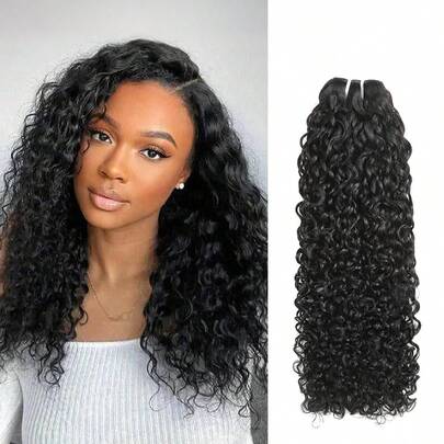 KARLAMI Tóc nối xoăn sóng nước, chất liệu 100% tóc thật loại 12A, dài 14-30 inch, màu đen tự nhiên, dành cho nữ.