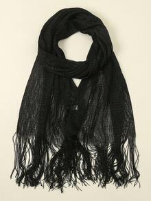 1pc Shiny Metal Tassel Circular Buckle Scarf, Suitable For Formal Gowns, Weddings And Parties, Lightweight And Breathable - Black - View 7