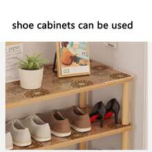 2/3/5/8/9pcs Brown Washed Shelf Liners, Adhesive-Free Drawer & Cabinet Mats, Decorative Floral Pattern, Durable PET Material, Suitable For Kitchen, Fridge, Vanity & Shelves, Drawer Liners, Multi-Purpose Surface Covering, Elegant Design, Smooth Texture - Honeysuckle Flakes - View 11
