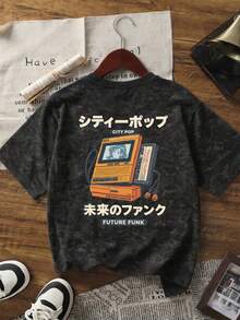 Áo thun ngắn tay cổ tròn nhuộm màu kiểu retro mới mùa hè, phong cách thường ngày, thời trang và đa năng dành cho nữ màu đen. - màu đen - Xem 2
