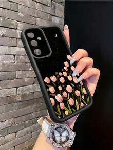 1 chiếc ốp lưng điện thoại thời trang & tươi mới họa tiết hoa tulip bầu trời sao, hiệu ứng chuyển màu, tương thích với các điện thoại thông minh Android như S26Ultra, S25Ultra, S24Ultra, S23Ultra, A57/A37/A14/A15/A52/A53/A54/A55, Note 13/Note 14Pro, HONOR. Chống rơi, chống bám vân tay, chống sốc. - màu đen - Xem 2
