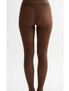 WD VESTUARIOS Sheer Fleece-Lined Tights For Cold Weather RWX-006 - Coffee Brown - View 2