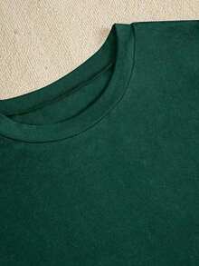 T-Shirt With Rooster Print And Round Neck - 綠色 - 查看 3