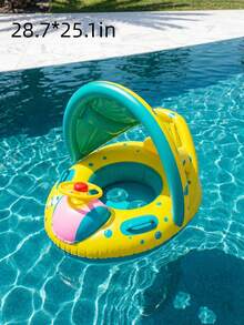 1 pieza Anillo inflable de PVC para niños con sombrilla, juguete de juego de agua - Multicolor - Ver 9