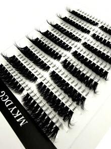 16 Rows Fluffy 3D Curled 304pcs Cartoon Style Natural Cluster False Eyelashes, Fairy Cluster Lashes, Cluster Lash Extension, Fluffy C/D Curl Suitable For Charming Makeup, Upper And Lower Lashes - 黑色 - 查看 5