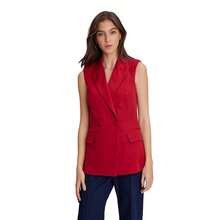 CKLASS Ladies Red Double-Breasted Vest 911-20 - Red - View 2