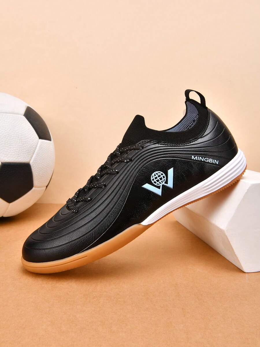 Unisex Fußballschuhe, Flache Sportschuhe für den Innenbereich, leichte Hochleistungs-5-a-side Fußballstiefel, Campus-Stil - Schwarz - Übersicht 1