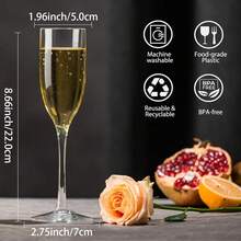 12pcs Acrylic Champagne Glasses, 5oz (Approx. 141.7g) Unbreakable Reusable Stemware - Modern And Perfect For Home Daily Use, Weddings, Baking, Drinking, Party Supplies (Clear) - View 8