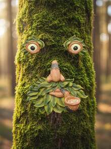 1pc Tree Face Decor, Outdoor Tree Face Art, Tree Trunk Face Decoration, Outdoor Tree Decoration - Multicolor - View 7