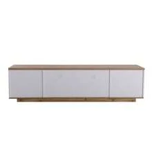 Modern TV Unit With White Color Blocks, TV Cabinet With Wood Grain Finish, 180 Cm - 白色 - View 8