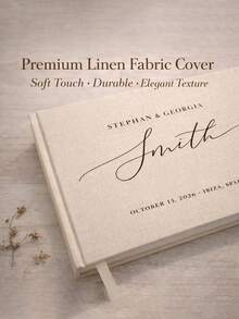 Customized Linen Wedding Guest Book, Personalized Linen Hard Cover Photo Album, Wedding Photo Guestbook, Wedding Memento And Anniversary Scrapbook, Thoughtful Gift - Multicolor - View 6