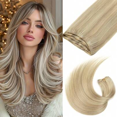 50g Human Hair Weft Extensions Straight 12'' 16'' 20'' Brazilian Hair Bundles Sew In Weaves Blonde Natural Black Brown Blonde Hair 5 Colors