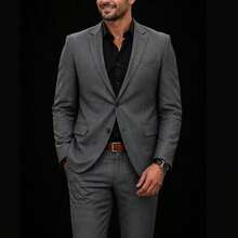 Men's Microfiber Melange Premium Emporio Colombo Suit - 深灰色 - 查看 16
